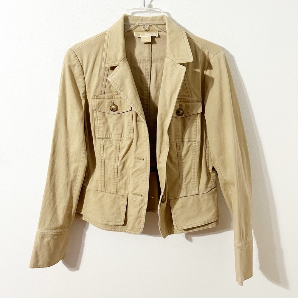 Michael Michael Kors Unlined Blazer Three Button Closure Blazer Notched Lapel